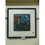 A framed oil and mixed media art work ti
