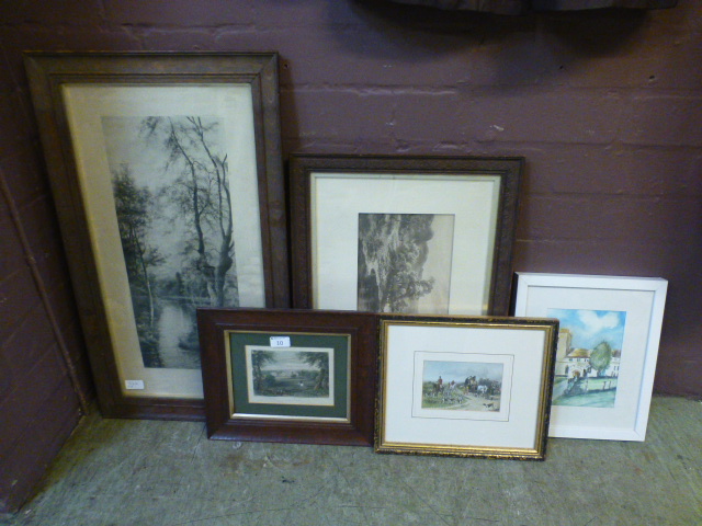 Five framed and glazed prints, to includ