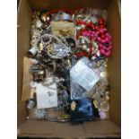 A box of assorted costume jewellery