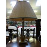 A gilt metal and onyx table lamp with ch