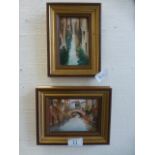 Two framed oil on boards of Venetian sce