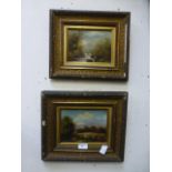 A pair of 19th century oils on board of