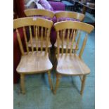 A set of four spindle back kitchen chair