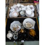 Two trays of ceramic ware to include cup