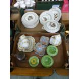 Two trays of ceramic ware to include Mas