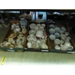 Three trays of ceramic tableware to incl