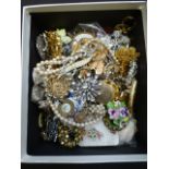 A box of assorted costume jewellery