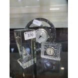 A Lenox glass clock together with a Wate