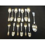 A collection of silver hallmarked spoons