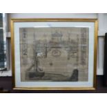 A framed and glazed etching of archway