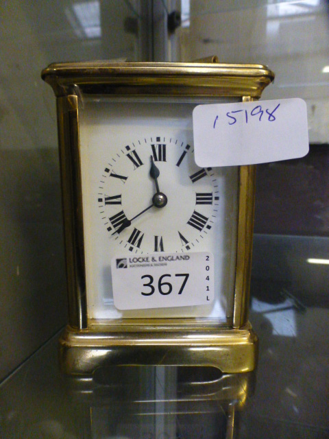 A brass carriage clock