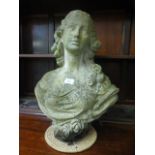 A stoneware bust of a lady