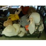 A tray of soft toys to include Teddy bea