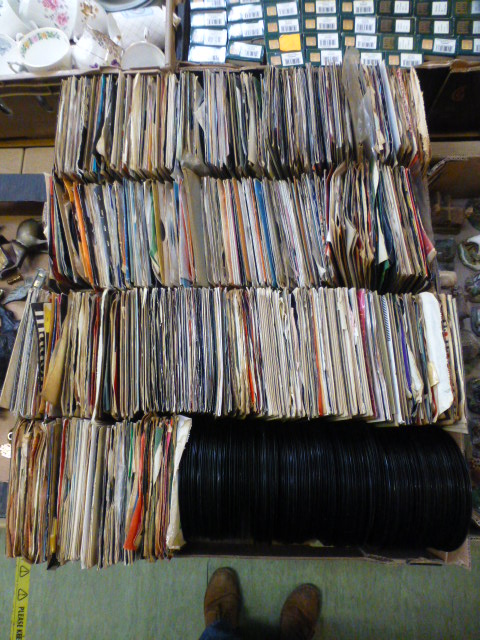 Two trays of 45 rpm records by various a