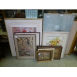 A selection of framed and glazed prints,