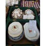 Two trays of decorative ceramic ware to