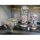 Three decorative Italian ceramic items t