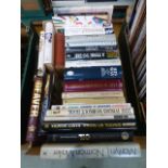 A tray of hardback books, mainly novels