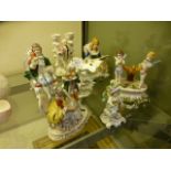 A selection of continental ceramic figur