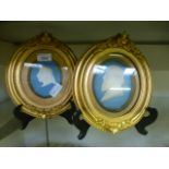 Two gilt framed jasperware busts of a la