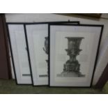 Three framed and glazed prints of classi