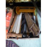 A tray containing wooden screens etc.