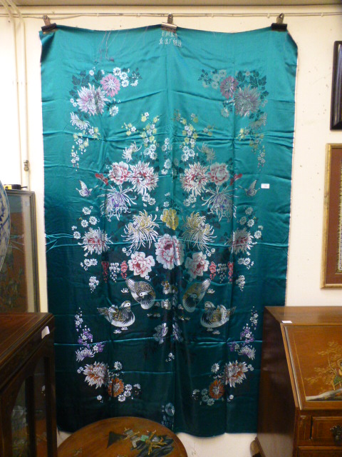 A large Japanese needlework on silk of M