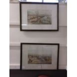 Two framed and glazed coloured etchings