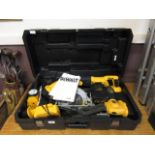 A box of Dewalt reachable tools to inclu