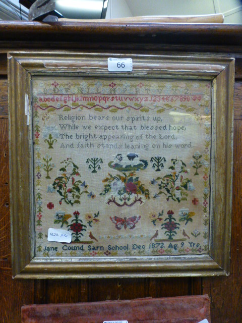 A gilt framed and glazed sampler by Jane