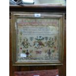 A gilt framed and glazed sampler by Jane