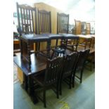 A set of six oak high back dining chairs