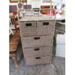 A modern wicker and metalwork chest of t