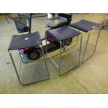 A set of three PVC seated and metal base