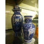 Two blue and white vases being of orient