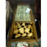 A box containing wooden chessman