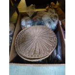 A tray containing knitting accessories,