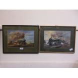 Two framed and glazed prints of steam lo