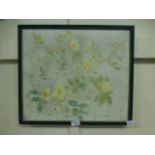 A framed oil on board of roses signet Ma