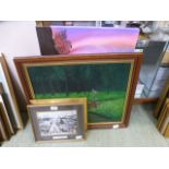 A selection of framed oils, prints, mirr