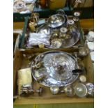 Two trays of plated ware to include tray