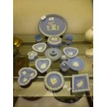 A selection of blue and white jasperware