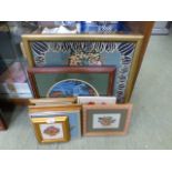 A selection of framed and glazed embroid