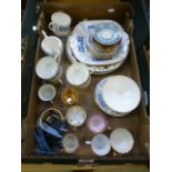 A tray containing a part Coalport coffee