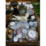 Two trays of ceramic items to include pa