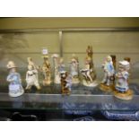 Nine continental figurines