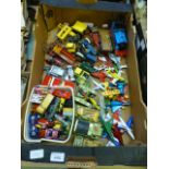 A tray of diecast cars, trucks and milit