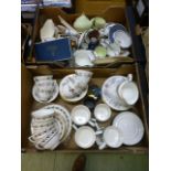 Two trays of ceramic items to include mo