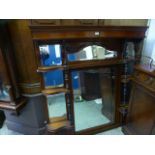 An Edwardian walnut over mantle mirror h