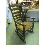 An ash framed rocking chair with seagras